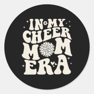 In meiner Cheer-Mom-Ära Groovy Cheerleading Footba Runder Aufkleber