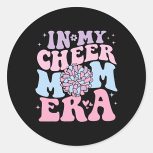 In meiner Cheer-Mom-Ära Groovy Cheerleading Footba Runder Aufkleber