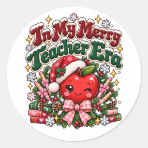 In meiner fröhlichen Lehrerära Weihnachtsapfel ind Runder Aufkleber