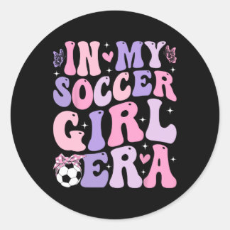 In meiner Fußball-Mädchen-Ära Retro Groovy Fußball Runder Aufkleber