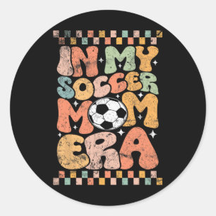 In meiner Fußball-Mama-Ära Fußll Mama Groovy Leben Runder Aufkleber