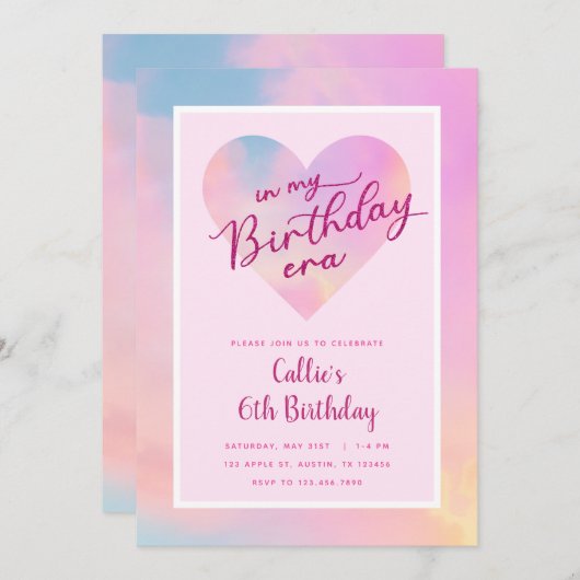 In meiner Geburtstagszeit Einladung (Vorne/Hinten)