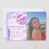 In meiner Geburtstagszeit Lila GeburtstagsFoto Einladung (Vorderseite)
