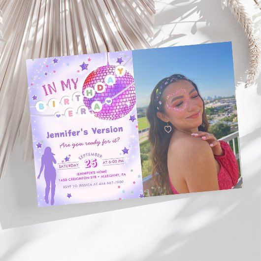 In meiner Geburtstagszeit Lila GeburtstagsFoto Einladung