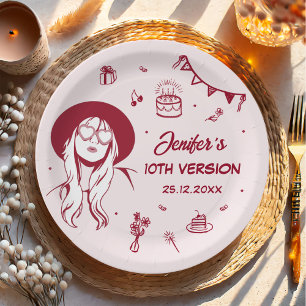 In meiner Geburtstagszeit Retro Birthday Pappteller
