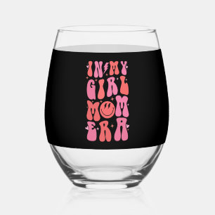 In meiner Girl Mom Ära Retro Groovy Muttertag Weinglas Ohne Stiel