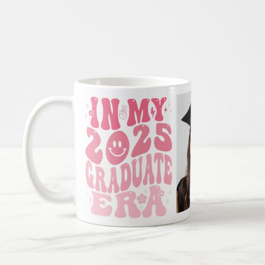 "In meiner Graduate Ära" rosa Retro Custom Foto Kaffeetasse (Links)