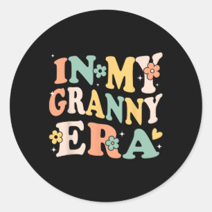 In meiner Granny Era Funny Sarcastic Groovy Retro Runder Aufkleber