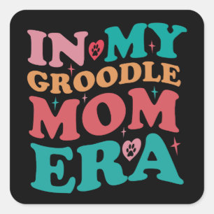 In meiner Groodle Mama Era Groovy Retro Geschenk Quadratischer Aufkleber