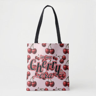 In meiner Kirschzeit glänzende rote Kirschen Retro Tasche