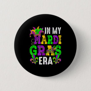 In meiner Mardi-Gras-Ära farbenfrohe Perlen maskie Button