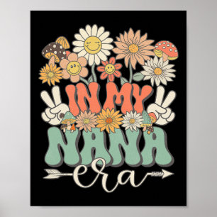 In meiner Nana Era florale Hippie Groovy Retro Mat Poster