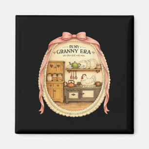 In meiner Oma-Ära Vintage Cottagecore Huhn Henne F Magnet