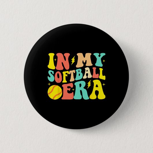 In meiner Softball-Ära Groovy Softball-Mädchen Button (Vorderseite)