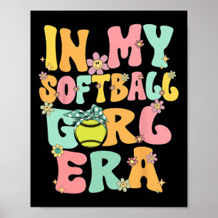 In meiner Softball-Mädchen-Ära Retro Groovy Softba Poster