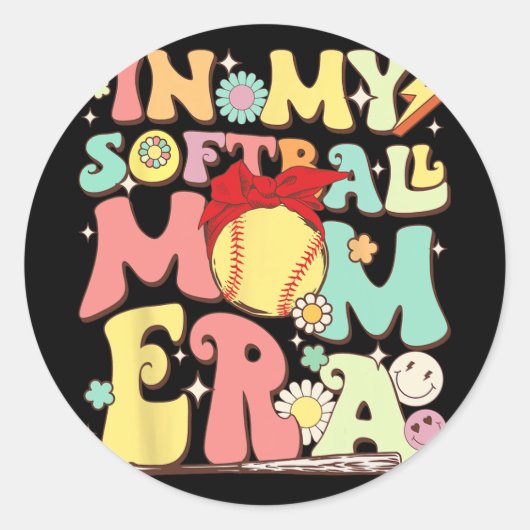 In meiner Softball-Mama Era Funny Baseball Mama Mü Runder Aufkleber (Vorderseite)