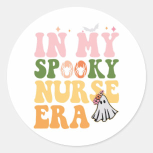 In meiner Spooky Nurse Era Halloween Groovy Ghost Runder Aufkleber