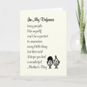 In meiner Verteidigung - ein lustiges, glückliches Karte (Vorderseite)