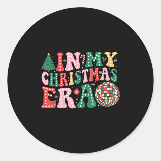 In meiner Weihnachtszeit Groovy Retro Weihnachten Runder Aufkleber (Vorderseite)