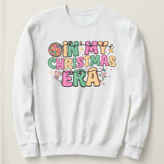 In meiner Weihnachtszeit sind Katzen rosa grün Sweatshirt (Design vorne)