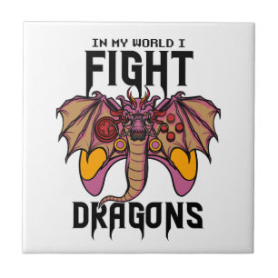 In meiner Welt kämpfe ich Drachen Fliese