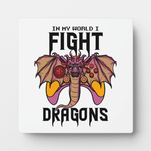 In meiner Welt kämpfe ich Drachen Fotoplatte (Vorderseite)