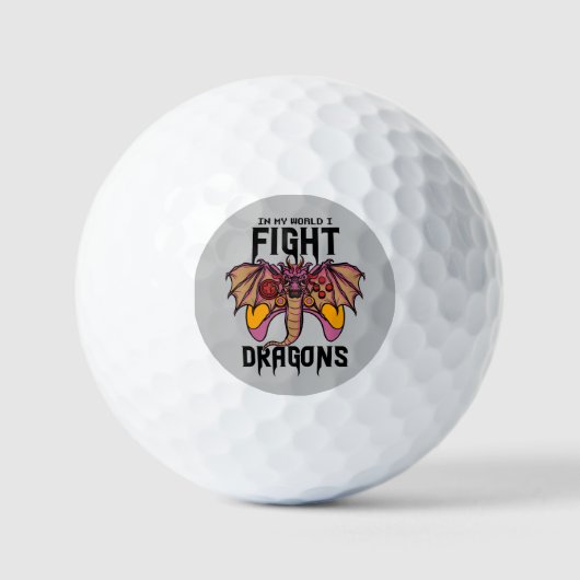 In meiner Welt kämpfe ich Drachen Golfball (Vorderseite)