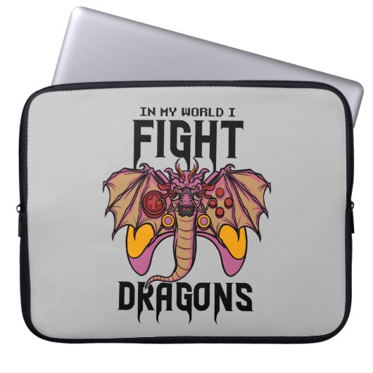 In meiner Welt kämpfe ich Drachen Laptopschutzhülle (Vorderseite)