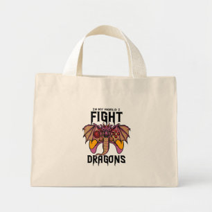 In meiner Welt kämpfe ich Drachen Mini Stoffbeutel