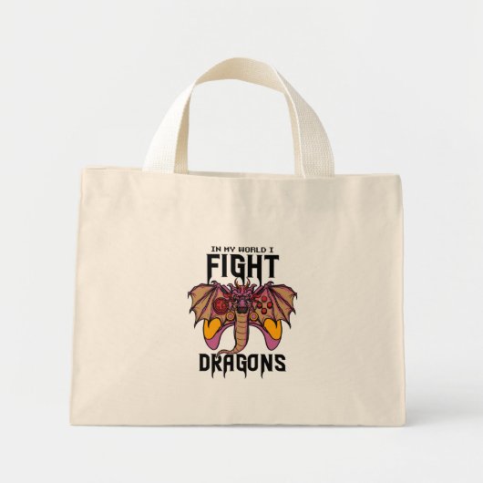 In meiner Welt kämpfe ich Drachen Mini Stoffbeutel (Vorne)