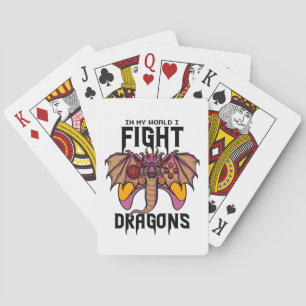 In meiner Welt kämpfe ich Drachen Spielkarten
