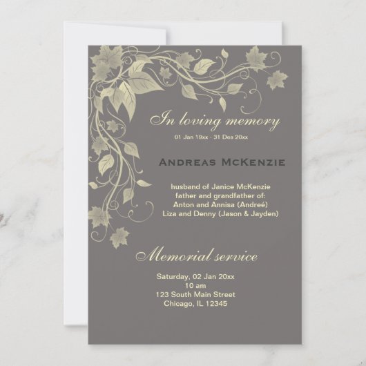 in Memoriam Ankündigung (Vorderseite)