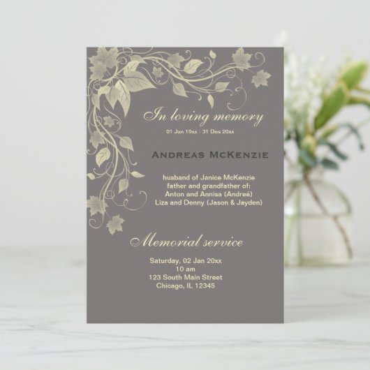 in Memoriam Ankündigung (Stehend Vorderseite)