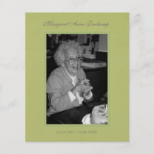 In Memoriam Erinnerung Foto über den Tod Flyer (Vorne)