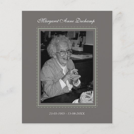 In Memoriam Erinnerung Foto über den Tod Flyer (Vorne)