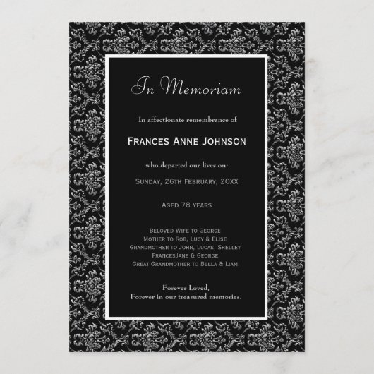 In Memoriam Erinnerung Foto über den Tod Programm (Rückseite)