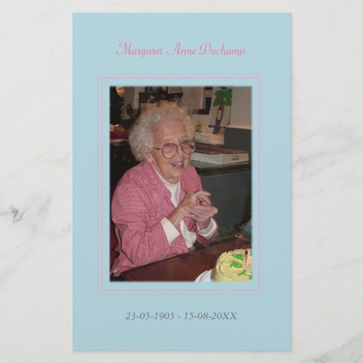 In Memoriam Liebe Erinnerung Beerdigung Foto Ausge Flyer (Vorne)