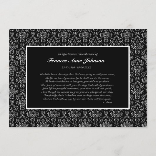 In Memoriam Remembrance Beerdigung Eulogie Foto Programm (Rückseite)