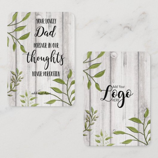 In Memory Beileid Memorial Angel Sake Geschenk hal Visitenkarte (Vorne/Hinten)