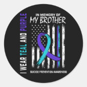 In Memory Brother Suicide Awareness Prevention Ame Runder Aufkleber (Vorderseite)