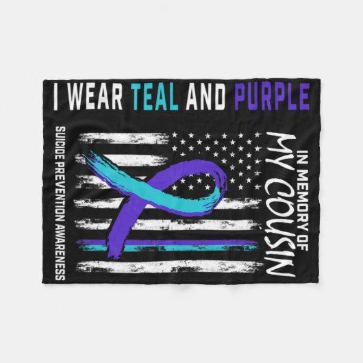 In Memory Cousin Suicide Awareness Prevention Amer Fleecedecke (Vorderseite (Horizontal))