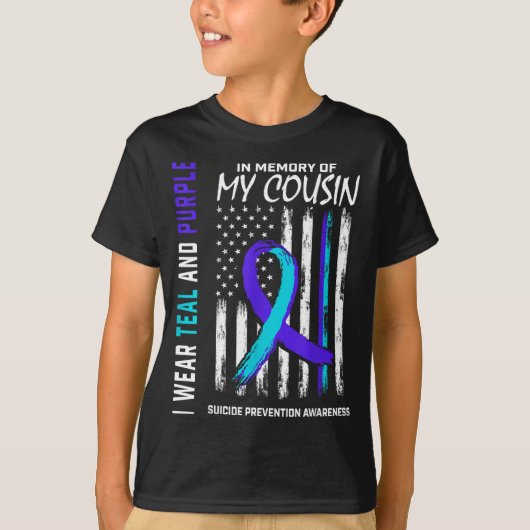 In Memory Cousin Suicide Awareness Prevention Amer T-Shirt (Vorderseite)