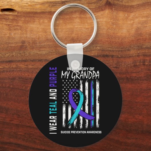In Memory Grandpa Suicide Awareness Prevention Ame Schlüsselanhänger (Vorderseite)
