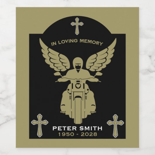 In Memory Motorbike Rider Biker Funeral Weinetikett (Einzelnes Label)