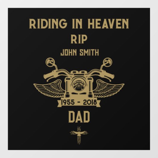 In Memory Motorradfahrer-Beerdigung Fensteraufkleber (Blatt)