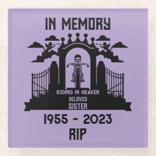 In Memory Motorradfahrer-Beerdigung Glasuntersetzer