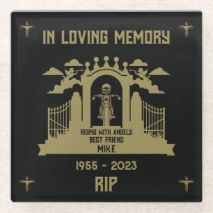 In Memory Motorradfahrer-Beerdigung Glasuntersetzer