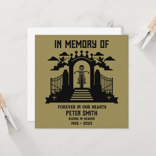 In Memory Motorradfahrer-Beerdigung Karte (Vorderseite/Rückseite Beispiel)