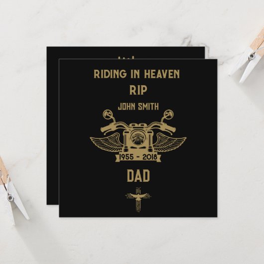 In Memory Motorradfahrer-Beerdigung Karte (Vorderseite/Rückseite Beispiel)
