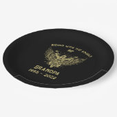 In Memory Motorradfahrer Beerdigung Pappteller (Schrägansicht)